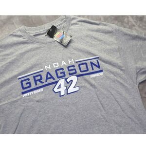 Noah‎ Gragson 42 Petty GMS NASCAR Racing T Shirt Men's Size L Grey Short Sleeve